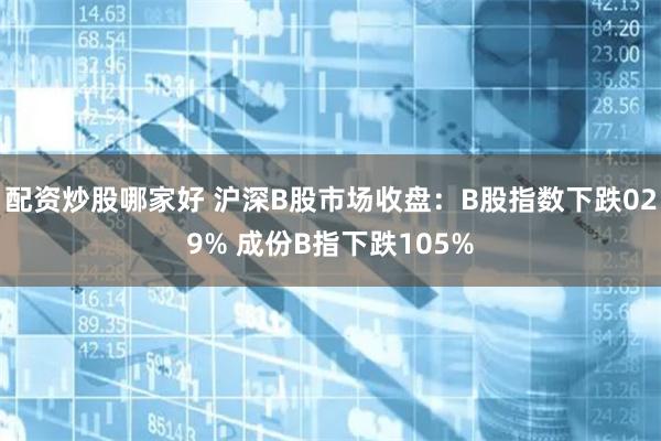 配资炒股哪家好 沪深B股市场收盘：B股指数下跌029% 成份B指下跌105%